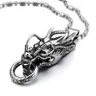 Stainless Steel Vintage Dragon Head Pendant Biker Men Rock Chain Necklace 22