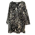 NICO LA Abstract Polyester Blend Lined  Dress Size L Black Ivory Gray
