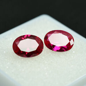 7x5 MM 2 Pcs Ruby Oval Cut Loose Gemstone Lot Certified Making Jewelry Gemstones