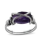 Natural Raw Amethyst Wire Wrapped Ring in 925 Sterling Silver Handmade Jewelry