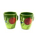 2~Gates Ware by Laurie Gates  COFFEE/TEA MUG CUP Fruit & Leaves Dark Lime Green