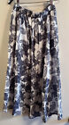 womens Mlle Gabrielle white and blue floral Maxi skirt with brown buttons size s