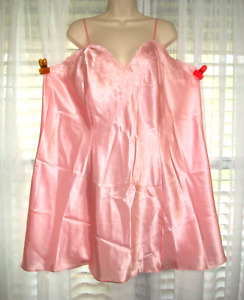 ERIKA TAYLOR II PLUS 3X PINK SATIN SHORT SILKY ROOMY CHEMISE NIGHTGOWN GOWN