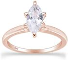 Simulated Diamond Marquise Cut Solitaire Ring For Women's 14K Rose Gold Plated