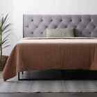 Upholstered King Size Headboard Only Gray Grey Adjustable Height Diamond Tufted