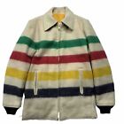 Vintage Hudson Bay Style Heavy Wool Mackinaw Cruiser Jacket Coat Size M Striped