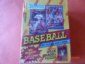 1991 DONRUSS BASEBALL CARDS SEALED BOX OF 36 WAX PACKS - SERIES 1