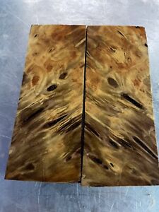 Stabilized Buckeye Burl book matched live edge DBL Dyed Blank Call Knife Scales
