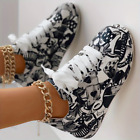 Women's Graffiti Print Sports Shoes, Fashion Lace Up Low Top Platform Sneakers,