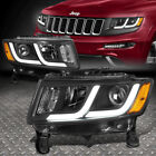 [LED DRL]FOR 14-16 JEEP GRAND CHEROKEE PAIR PROJECTOR HEADLIGHT LAMP BLACK/AMBER (For: Jeep Grand Cherokee)