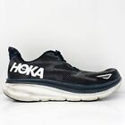 Hoka One One Mens Clifton 9 1127895 BWHT Black Running Shoes Sneakers Size 12 D