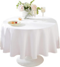 round Tablecloth, 90 Inch White Tablecloth, Polyester Fabric Washable Table Clot