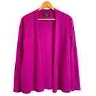Charter Club Women's Sz M 100% Cashmere Fuchsia Pink Open Cardigan