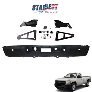 Black Steel Rear Bumper For 07-2013 Chevy Silverado Sierra 1500 w/ Sensor Holes (For: 2011 Silverado 1500)