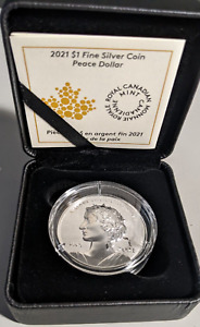 2021 CANADA SILVER REVERSE PROOF ULTRA HIGH RELIEF PEACE DOLLAR WITH OGP & COA