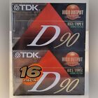 TDK D90 High Output Type I Blank Audio Cassette Tapes 16 Pack New   Sealed