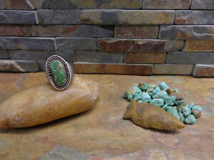 sz 10 OLD NAVAJO HAND MADE TURQUOISE STERLING RING NATIVE OLD PAWN FRED HARVEY