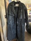 Rare Vintage Luchano Men's Double Breasted Leather Trench Coat Size S