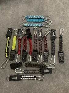 Paracord Keychain w/ Carabiner Survival Tactical Fire Starter - Handmade