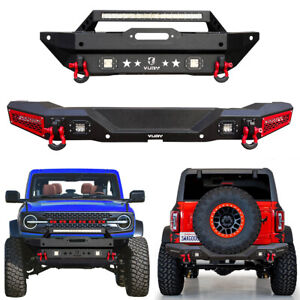Vijay Fits 2021-2022 Ford Bronco Steel Front or Rear Bumper with LED Lights (For: 2021 Ford Bronco Big Bend)