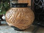 Vintage Art Pottery Vase Large Signed Textured Abstract Ceramic Pot Cachepot