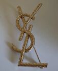 YSL YVES SAINT LAURENT LARGE Gold AUTHENTIC  BROOCH PIN