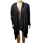 Hot Ginger Black Stretchy Drape Open Front Hooded Duster Cardigan Overpiece 3X