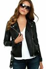 Women LambSkin Soft Real Leather Jacket Motorcycle Black Slim Fit Biker Jacket