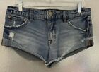 Free People Womens Sz 26 Distressed Cutoff Hot Pants Denim Jean Short Shorts