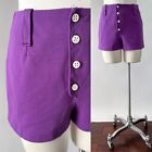 70s Vintage Mod Purple Cotton Knit Micro Button Fly Shorts Hot Pants XS W26 W27