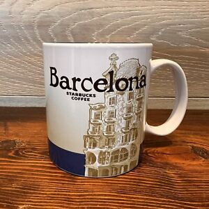 Starbucks Barcelona Cup Mug Coffee Tea Ceramic White 2015 16 oz Rare HTF
