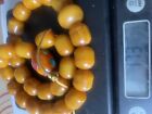 Antique Vintage Butterscotch Swirl Bakelite Amber Beads Necklace 173g Teste