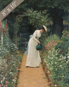My Lady's Garden (1905) Vintage Painting Giclee Print 8x10 on Fine Art Paper