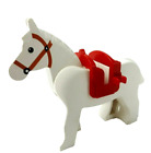 LEGO® 4493 White Horse Black Eyes White Pupils Orange Bridle Red Saddle 4491b