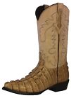 Mens Sand Cowboy Boots Real Leather Embossed Crocodile Tail Western J Toe
