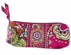 Vera Bradley Pink Swirls Brush & Pencil Case Lined Cosmetic Bag Bright Floral