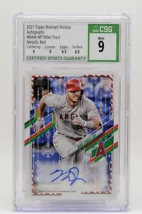 Mike Trout 2021 Topps Holiday Autograph Red Metallic # 11/25