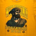 Vintage West Virginia Mountaineers Shirt Men XL Yellow Tee Single Stitch 90s USA