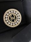 Chanel Authentic Pearl &Gold Tone Round  Classic Pin Brooch