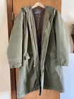 Vintage Men's Thick Heavy Green Wool USA Navy Military Winter Trench Coat