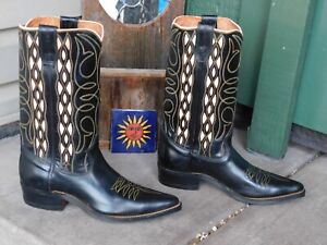Vintage 50s Texas PeeWee Deadstock Cowboy Boots Size 9 D Made In USA RARE!
