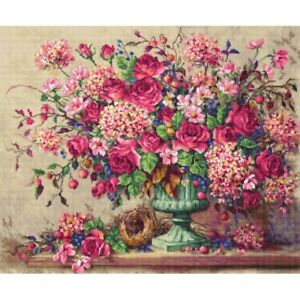 Counted Cross Stitch Kit Flowers DIY Unprinted canvas