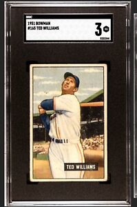 Ted Williams 1951 Bowman #165 Baseball Card. SGC 3. Very Good. *Centered*