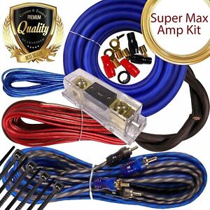 Complete 4000W 0 Gauge Car Amplifier Installation Wiring Kit Amp PK2 0 Ga Blue