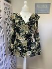 City Chic Black Top Size 24 (XXL) Floral Chiffon Lined NEW With Tag