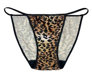 Satin String Bikini Panty Second Skin Satin Leopard Print L