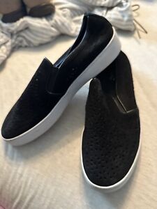 Vionic 356 Midi Perforated Black Suede Slip Ons Size 9.5