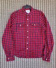 Abercrombie & Fitch L/S Flannel Shirt Mens XXL Button Up Muscle Red Blue Plaid