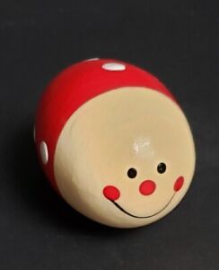 Wooden Musical Egg Shaker Red Polka Dot Smiling Bug