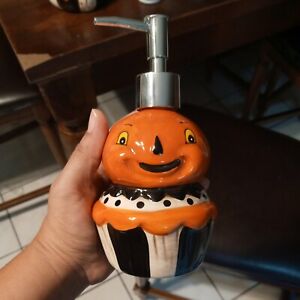 Johanna Parker Design Halloween Pumpkin Ceramic Soap Lotion Dispenser
